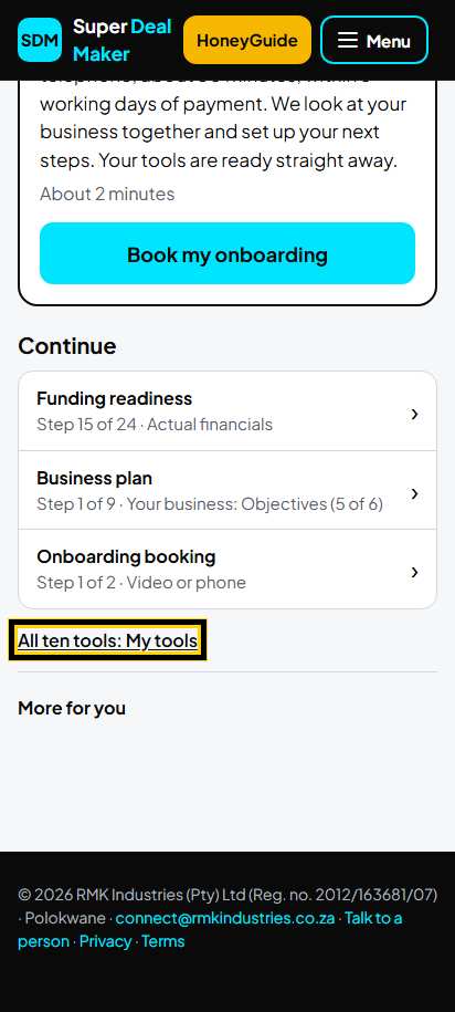 Screenshot for step 1: Open My tools