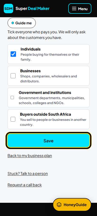 Screenshot for step 6: Who buys from you?