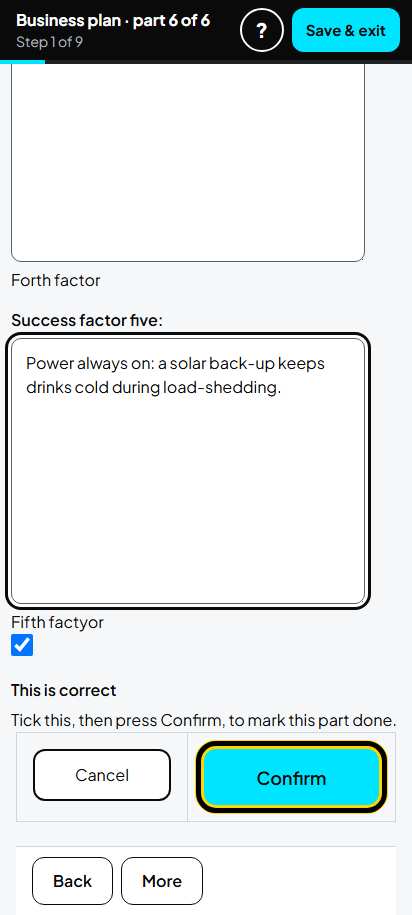 Screenshot for step 14: Keys for Success