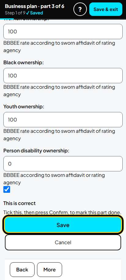 Screenshot for step 11: Organisational Details: fill in