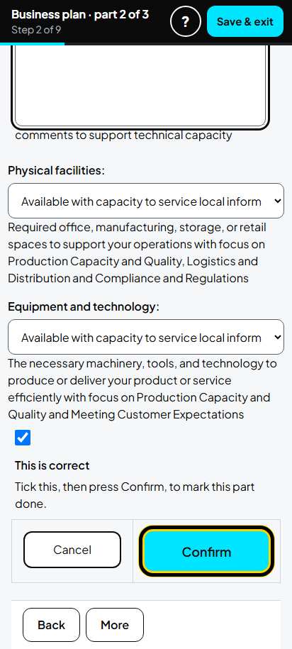 Screenshot for step 17: Operational Requirements