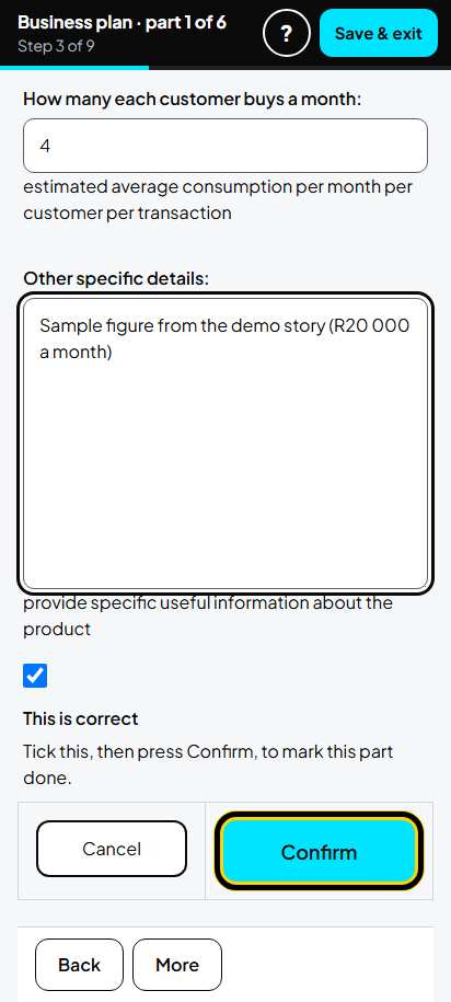 Screenshot for step 21: Product Breakdown: one product