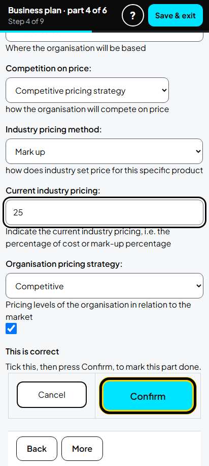 Screenshot for step 33: Marketing Plan