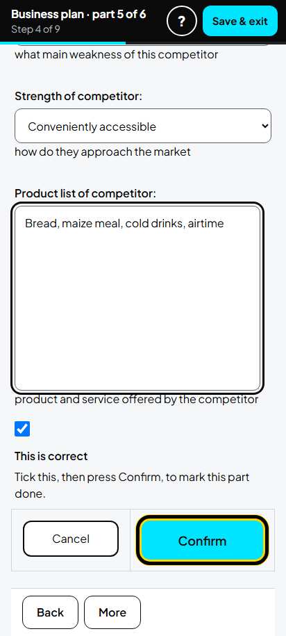 Screenshot for step 35: Local Competition Analysis: one competitor