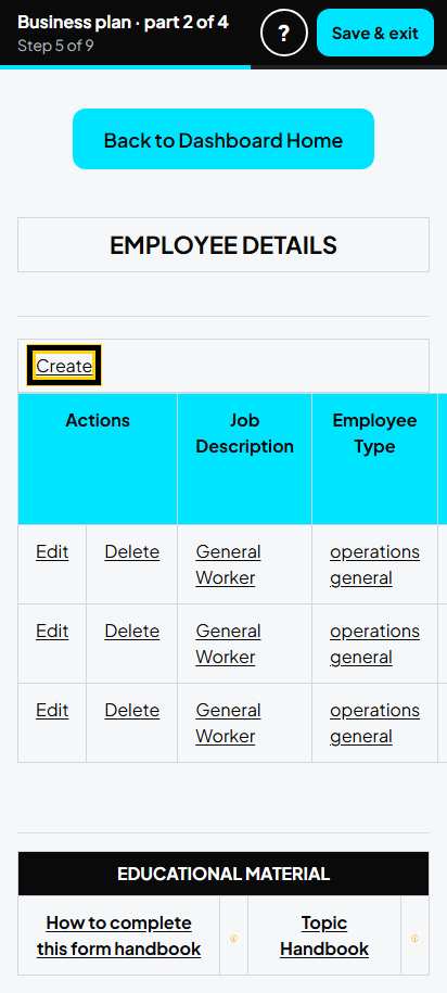 Screenshot for step 38: Add New Employee: the list