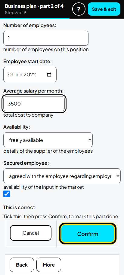 Screenshot for step 39: Add New Employee: one worker