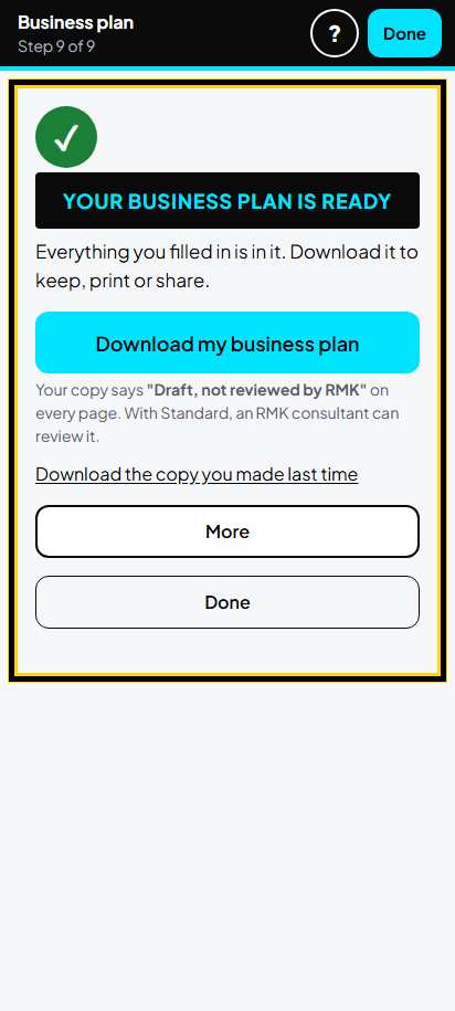 Screenshot for step 70: Free account: your copy says Draft