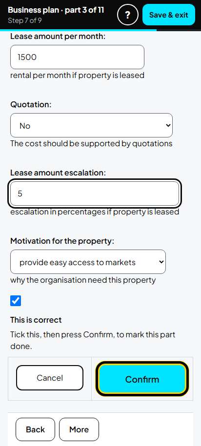 Screenshot for step 52: Leased Property