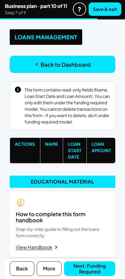 Screenshot for step 55: Loans