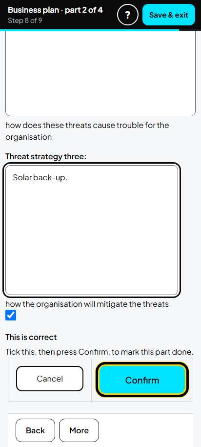 Screenshot for step 59: SWOT Analysis