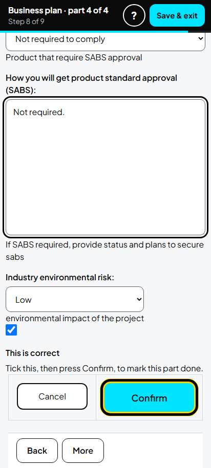 Screenshot for step 61: Operational Compliance