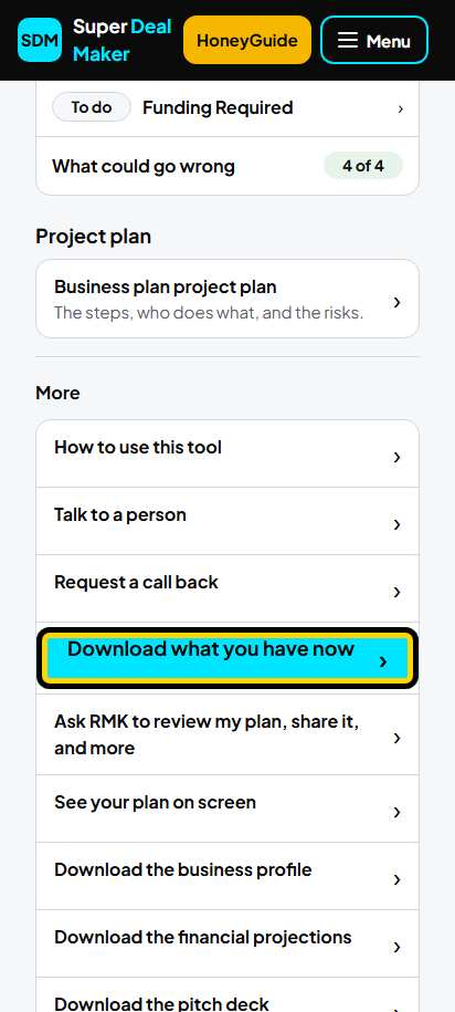 Screenshot for step 63: Make your plan