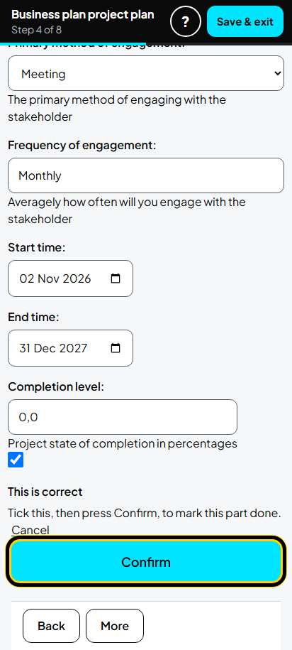 Screenshot for step 81: 4. Stakeholders: one stakeholder