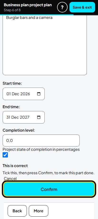 Screenshot for step 85: 6. Project risks: one risk