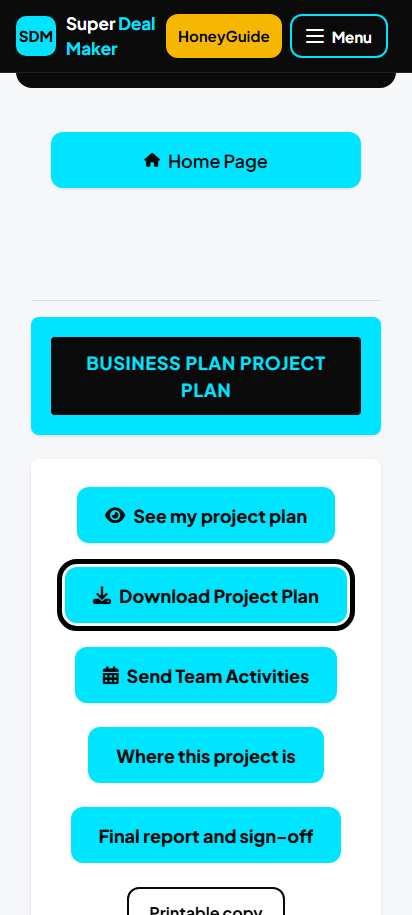 Screenshot for step 92: Download the project plan