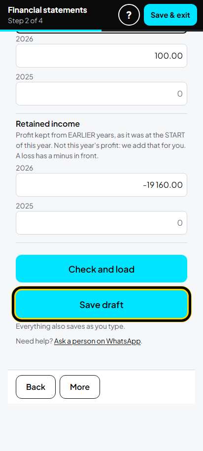 Screenshot for step 18: Save draft