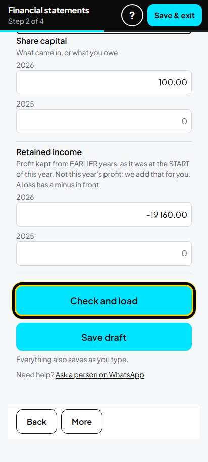 Screenshot for step 19: Check and load