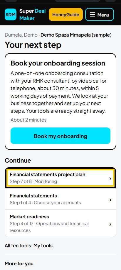 Screenshot for step 34: Open the project plan