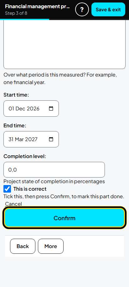 Screenshot for step 41: 3. Project goals: one goal