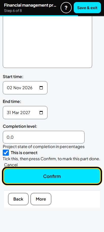 Screenshot for step 47: 6. Project risks: one risk