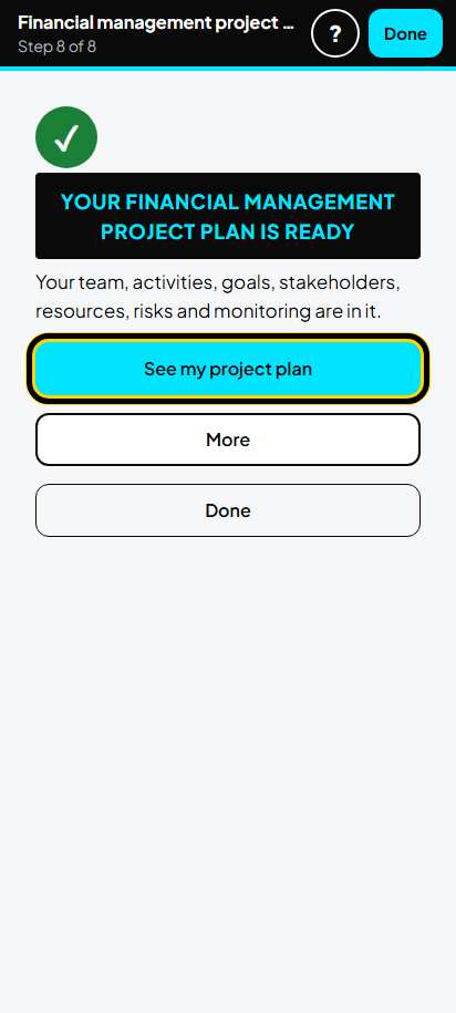 Screenshot for step 52: Your project plan is ready