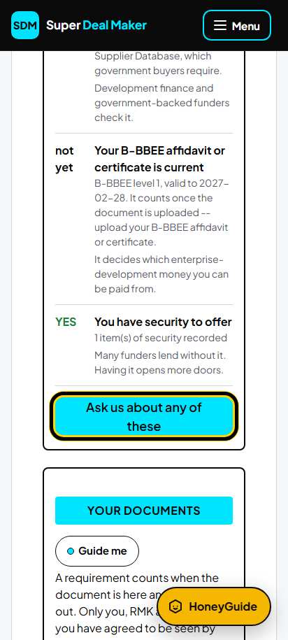 Screenshot for step 39: What a funder asks for