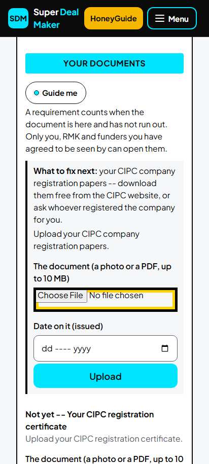 Screenshot for step 40: Upload a document