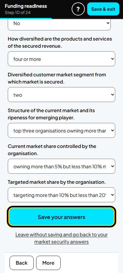 Screenshot for step 17: Screen 10. Market security
