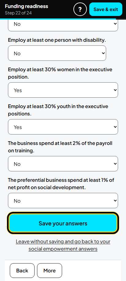 Screenshot for step 29: Screen 22. Social empowerment