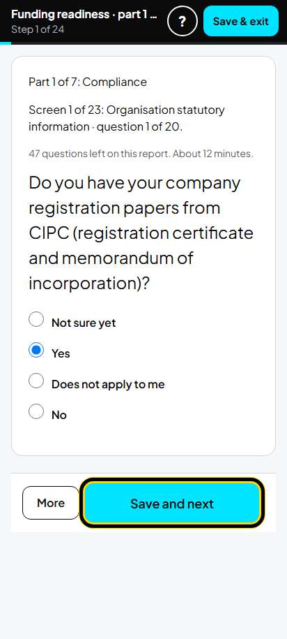 Screenshot for step 42: One question at a time