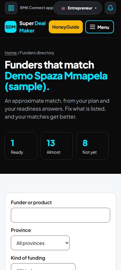 Screenshot for step 45: Find funders