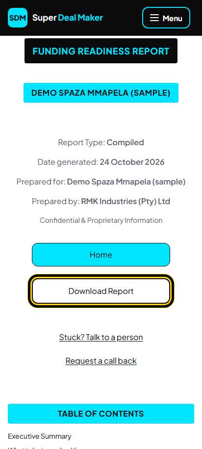 Screenshot for step 34: Your report on screen