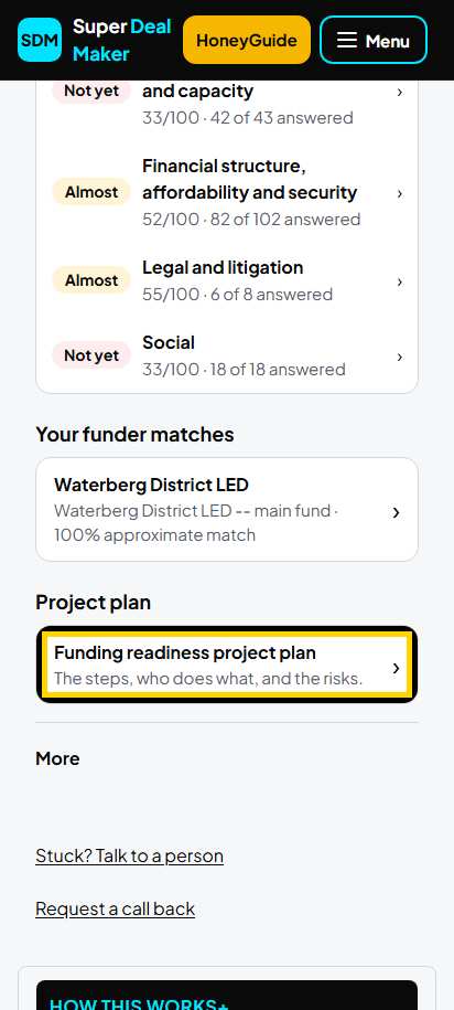 Screenshot for step 47: Open the project plan