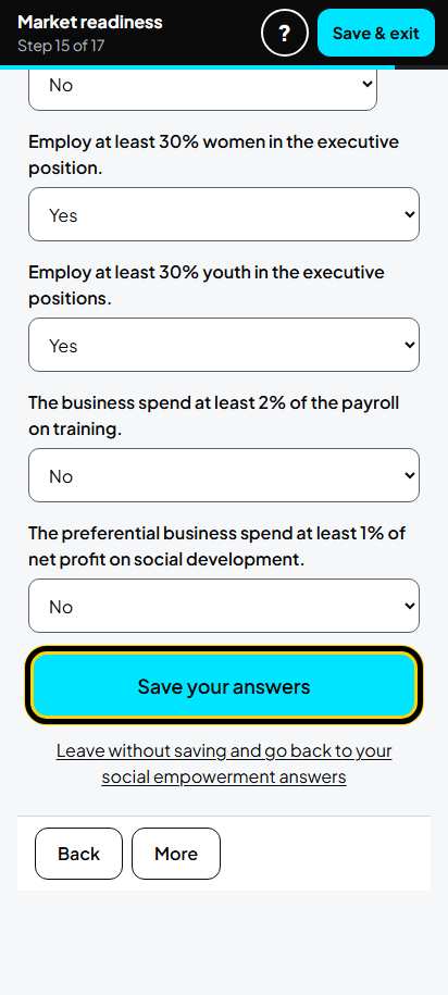 Screenshot for step 22: Screen 15. Social empowerment