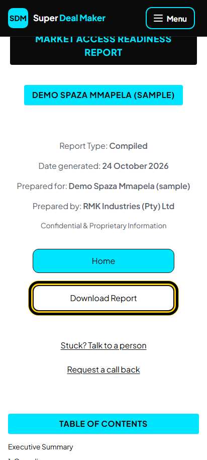Screenshot for step 27: Your report on screen