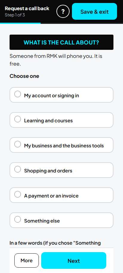 Screenshot for step 61: Ask us to phone you