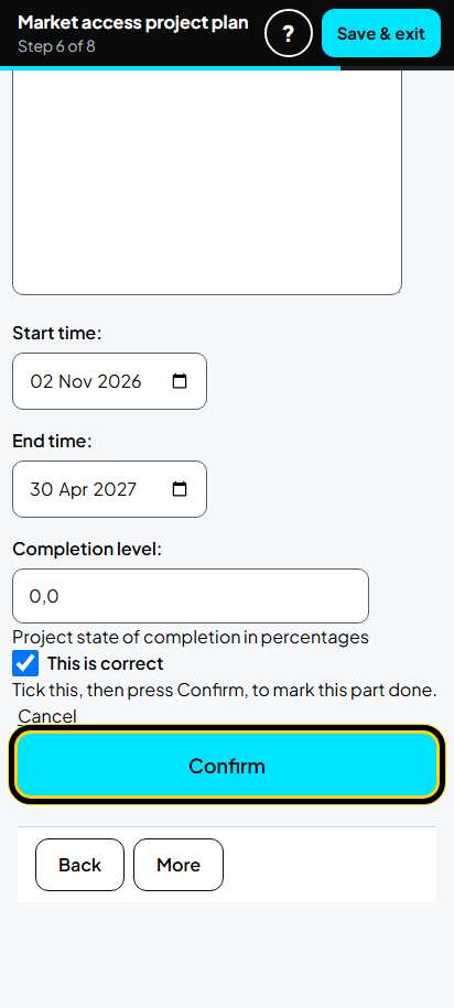 Screenshot for step 47: 6. Project risks: one risk