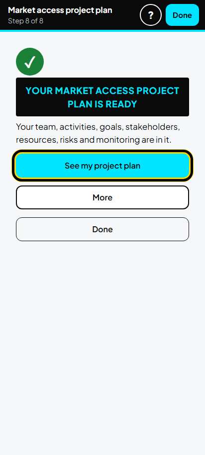 Screenshot for step 52: Your project plan is ready
